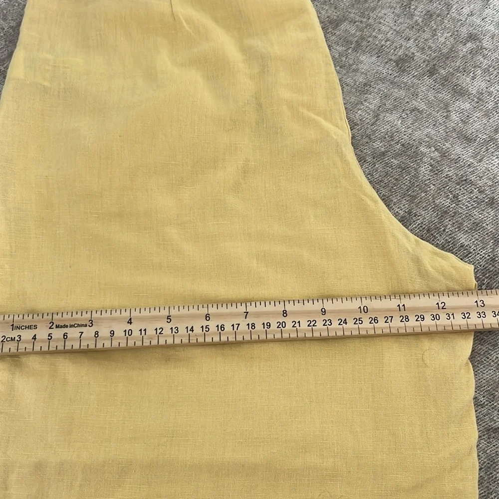 Zara Basic Yellow linen/cotton Wide-Leg Pants